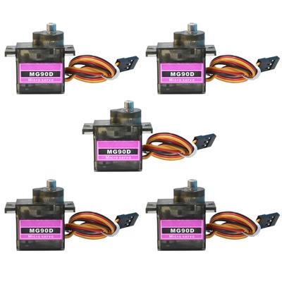 HiRCgo 5-Piece MG90D Digital Servo, Full Metal Gear, Micro Size (SG90MG90S Compatible), for RC Helicopters, Airplanes, Smart Cars, and Robot Arm DIY