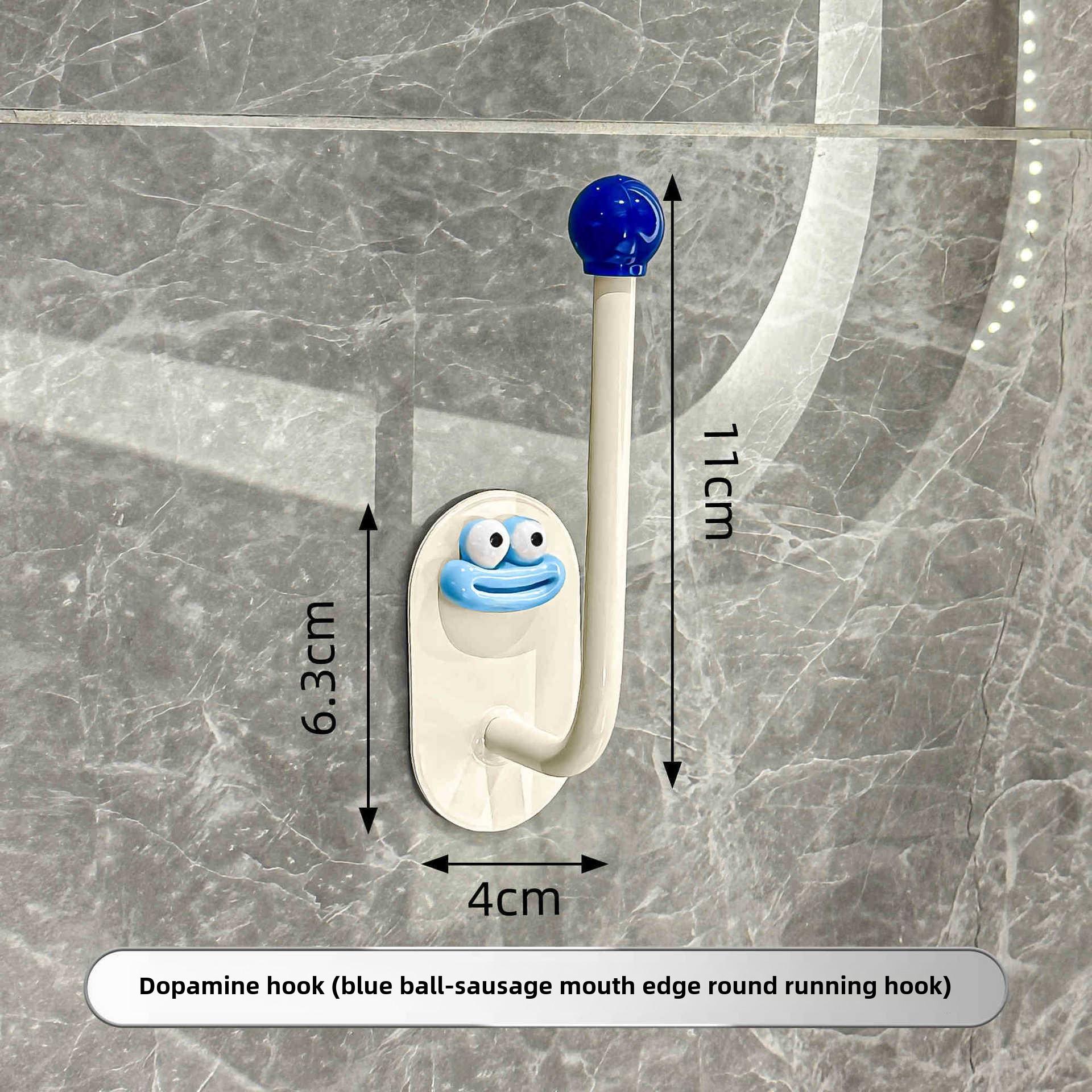 

Милые крючки для ванной в форме сосиски с дофамином, прочные самоклеящиеся настенные крючки, дверные крючки без сверления Ordinary material синий