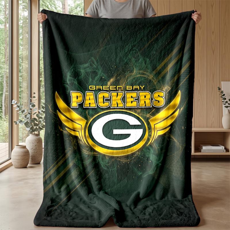 Green Bay Packers Flannel Fleece Blanket Cozy Warm Throw Blanket For Couch Bed Travel All Season Use