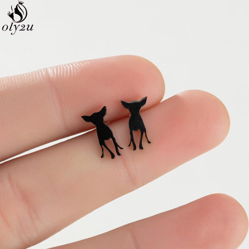 Mini Stainless Steel Geometric Earrings Black for Women Men Heart Triangle Leaf Volleyball Ear Studs Punk Piercing Pendientes