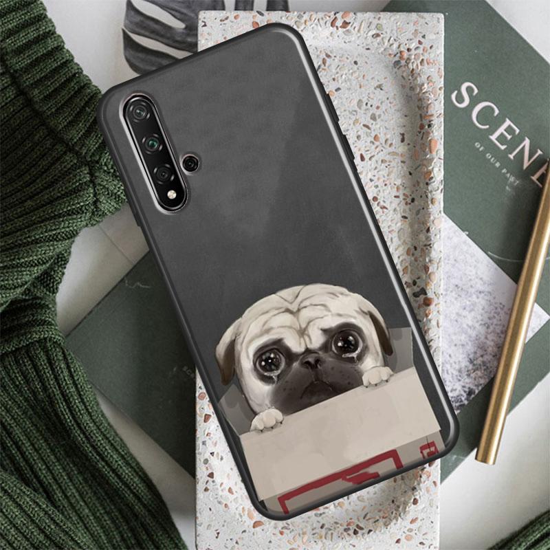 Pug Dog Funny Cartoon For Huawei Nova 12i 11i 8i 12s 9 10 SE Y91 Y90 Y60 Y70 Y72 Y61 P20 P30 P40 Lite P60 Pro Case