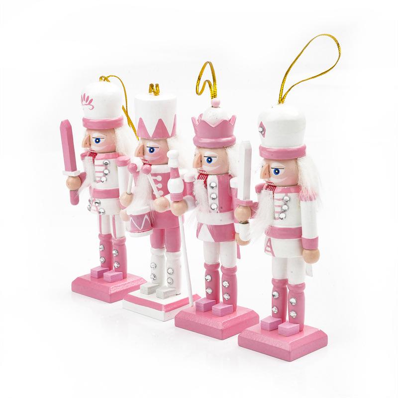 12 cm Nussknacker Miniaturen Rosa Serie Nussknacker Puppen Ornamente Desktop Dekoration Cartoons Walnüsse Soldaten Band Puppen