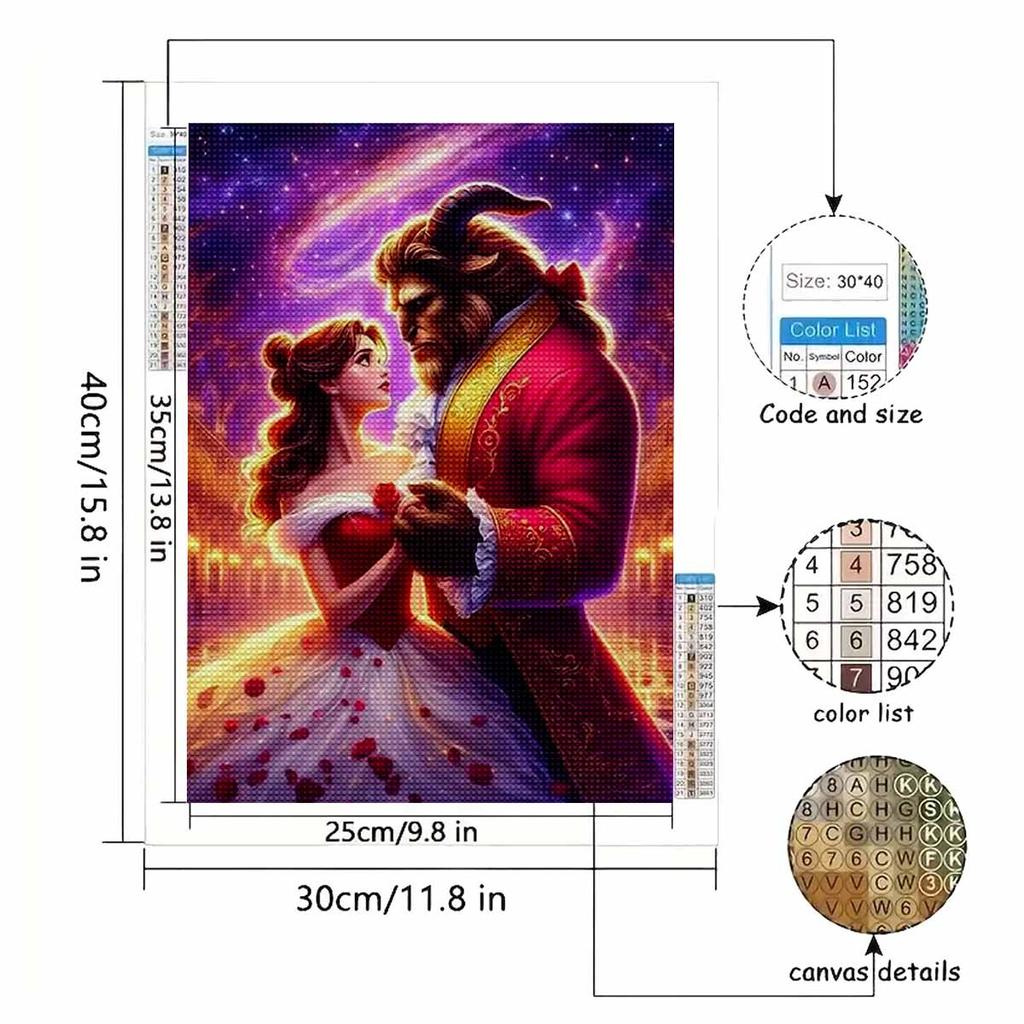 DIY Diamond Painting Beauty and The Beast Cross Stitch Kit Mosaic Art Diamond Painting Full Circle Diamond Home Decoration