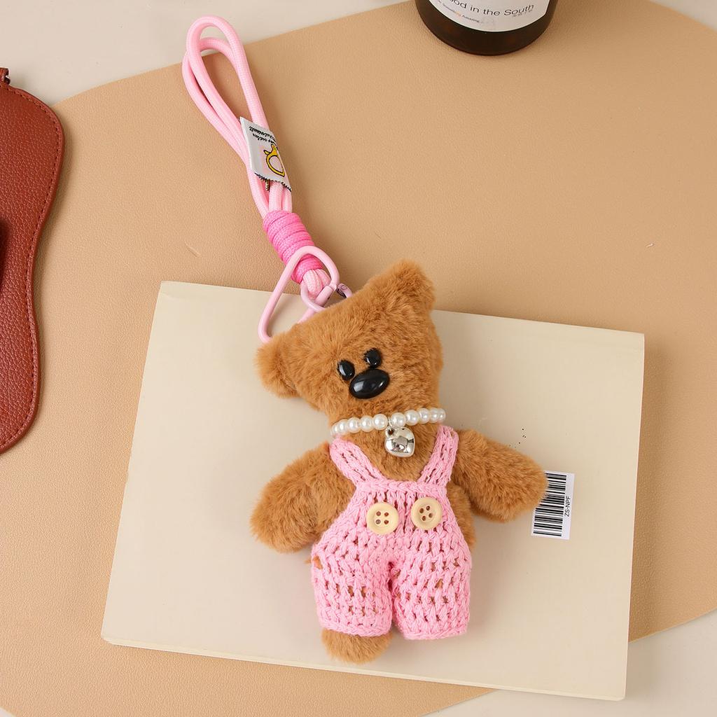 Cute Plush Puppy Bow Pendant Accessories Ins Wind Five-pointed Star Braided Rope Bag Pendant Keychain