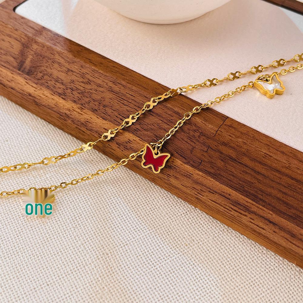 Stylish Women's Stainless Steel Butterfly Anklet - Colorful, Fashionable, and High-End.