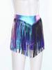 S-XXL Women's Fringed Booty Shorts: High Waist Iridescent Metallic Hot Pants with Tassel for Jazz Rock Dance Performance