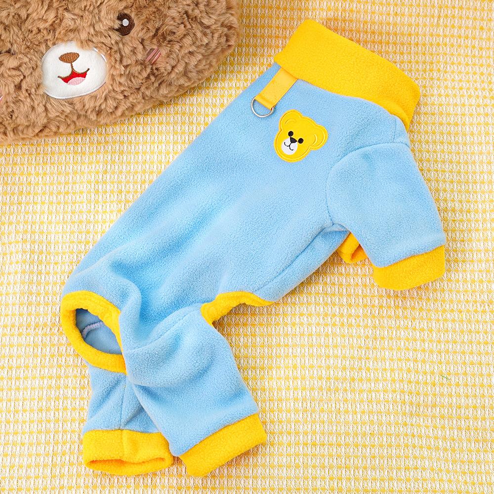 Pet British short, small and medium dog, cat clothes, autumn and winter dog fleece contrasting colors, tractable cat supplies clothing