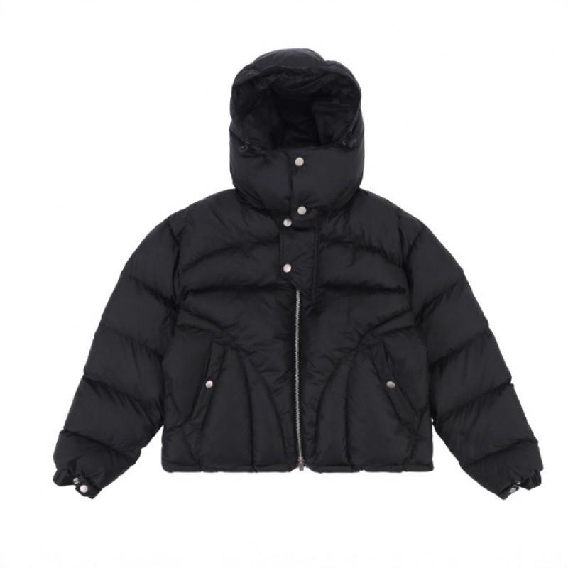 American Style Cotton Puffer Jacket Men Women Couple Winter Warm Loose Fit Hooded Zip Up Coat