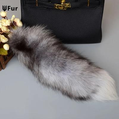 Queue de Renard Naturelle 40cm Grande Longue Queue en Fourrure Naturelle Porte-clés Pendentif Queue Cosplay Mignonne Queue de Loup Renard Porte-clés Clés de Voiture en Fourrure Pour Femmes