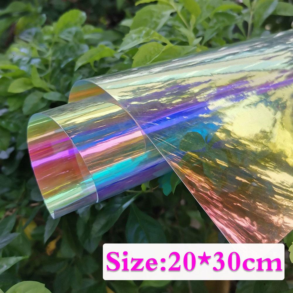 A4 Multicolor Iridescent Holographic Clear Transparent PVC Fabric Leatherette Laser Rainbow Film Vinyl Craft Bag Earring DIY Bow