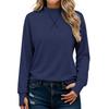 Women's Casual Mock Neck Long Sleeve Top with Thumb Holes