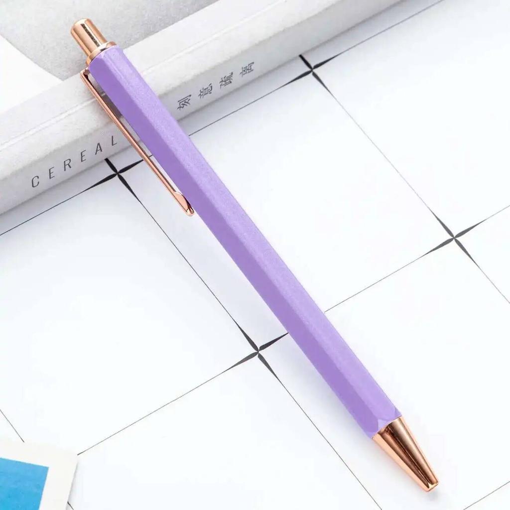 1 Piece Creative Ballpoint Hexagon Metal press Pen Stationery School Office Supplies