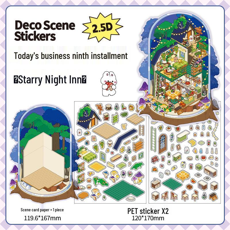Infeel.Me PET 2.5D Landscape Sticker - Ninth Edition Mini 3D House Collage "Open for Business"