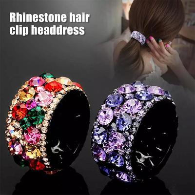 Strass Haar-Pferdeschwanzhalter Clips Kristall Manschette Elastisches Band für Frauen, Haarklammer Hoher Pferdeschwanz Clip Feste Haarnadel