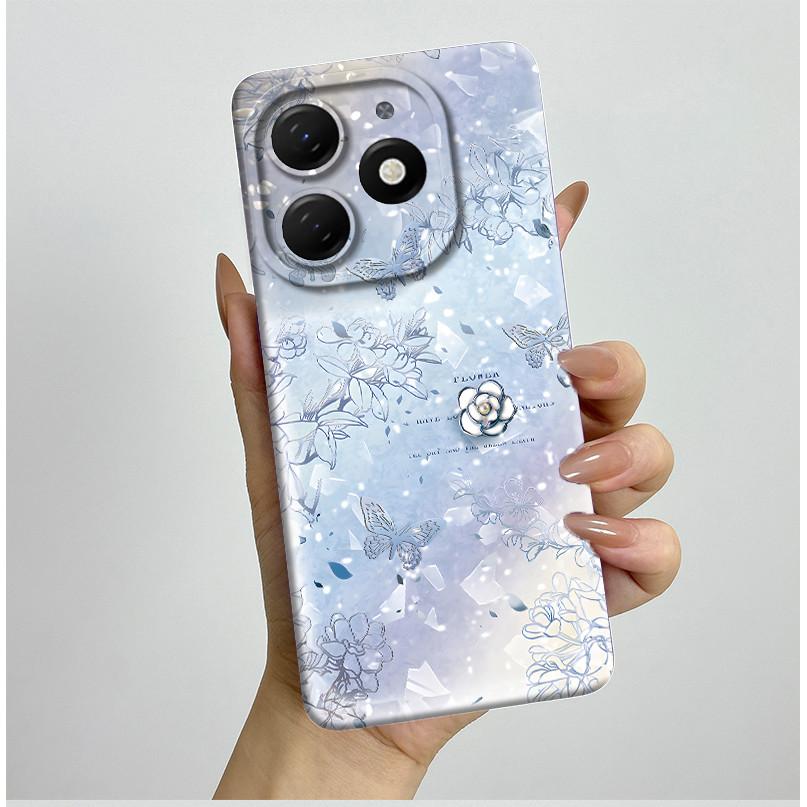 Für tecno Spark go 2024 BG6 Hülle Fundas Schöne Blumen Mattes Flüssigsilikon Schutzhülle Für Tecno SparkGO 2024 Handyhüllen