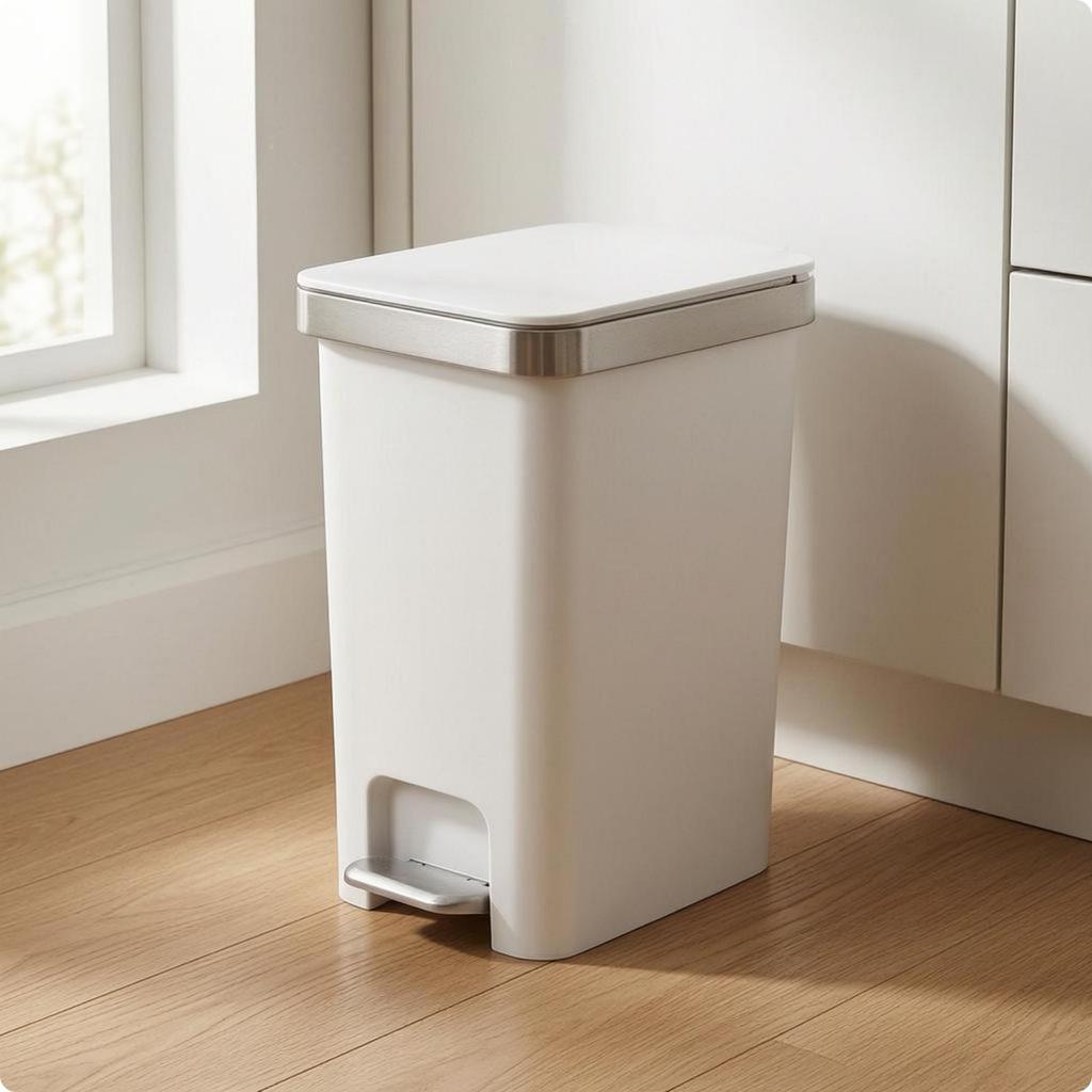 Foot Pedal Trash Can Hands Step Fitted Lid Refuse Container