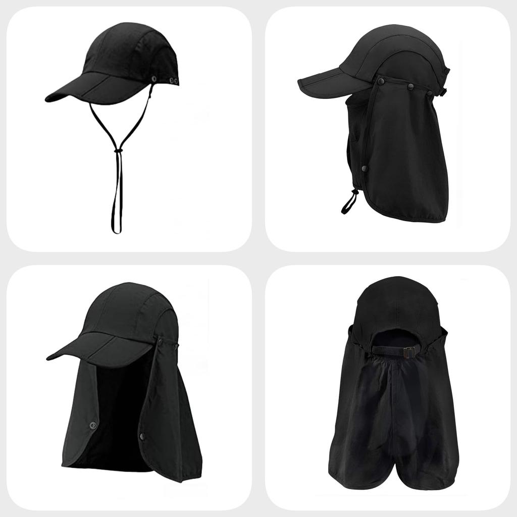 UV Protection UV Pollen with Detachable Neck Guard and Face for Sunscreen Unisex Number [Palumbine] Men's 360-Degree Cap, 3-Way Design, & Protection,