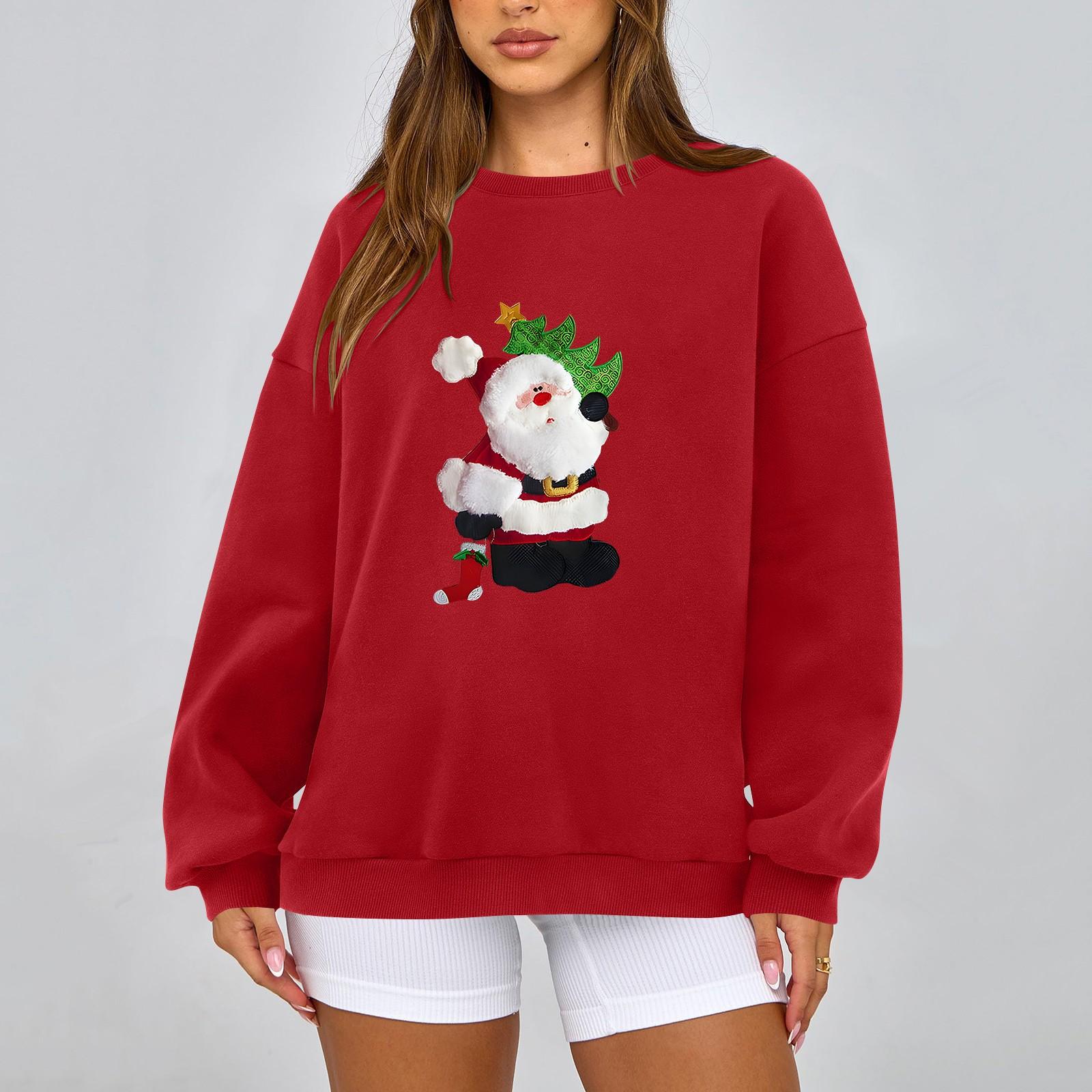 

Женская модная повседневная свободная толстовка с круглым вырезом и длинным рукавом, однотонная XXXL красный