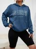 Women's Hooded Sweatshirt: 2026 Autumn Loose Fit with Printed Pockets and Fleece Jacket