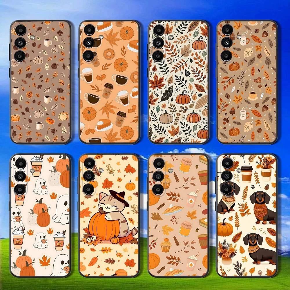 Autumn leaves and pumpkins Phone Case For Samsung Galaxy A13,A21s,A22,A31,A32,A52,A53,A71,A80,Soft Black Shell