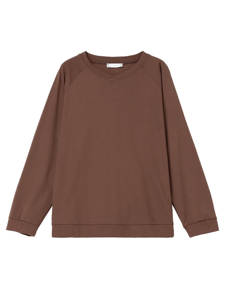 Damen Übergröße Langarm Schlankmachendes Baumwoll-Top - Unifarben, Herbststil für Mütter mittleren Alters