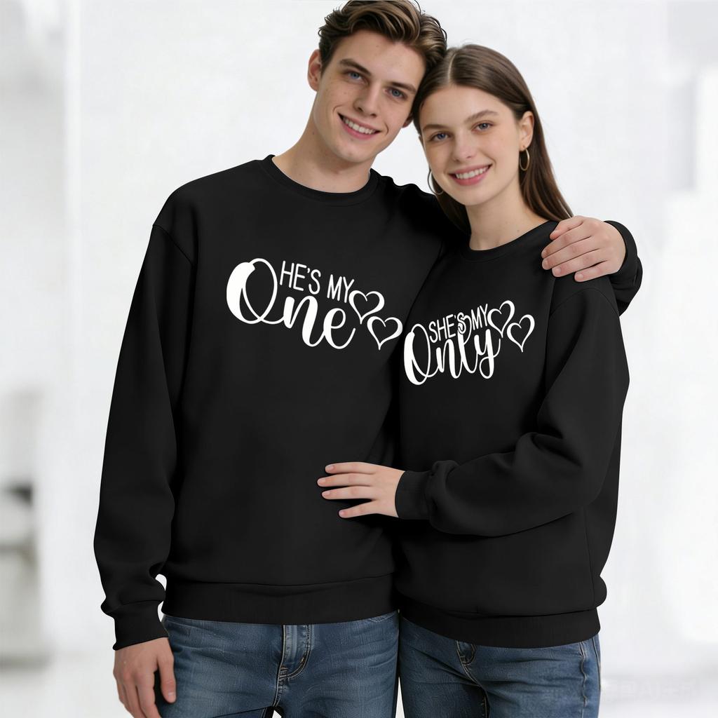 Men's Round Neck Long Sleeve Top, Unisex, Couple Casual Sports Top Set