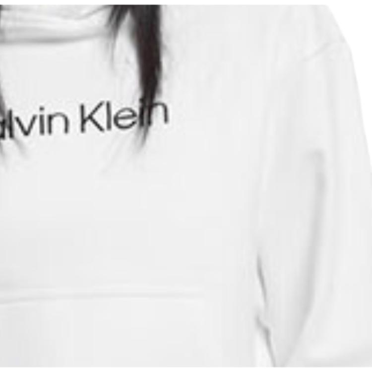 Calvin Klein Logo Embroidered Hooded Sweatshirt Women Tops White 40WH106-YAA