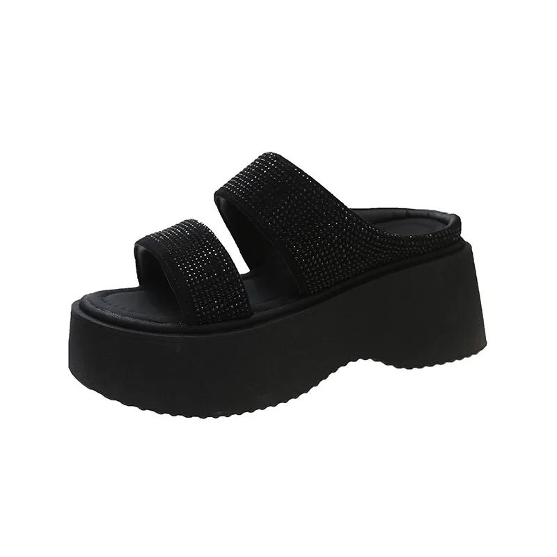 Women's Slippers 2024 Summer High Heel Flat Open Toe Women's Shoes Paired with Dresses Outdoor Women's Sandals Slipper