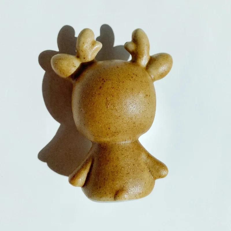 4pcs Set Creative and Cute Cartoon Sika Deer Ceramic Healing Series Small Ornaments Office Tabletop Gifts Desk Decoration