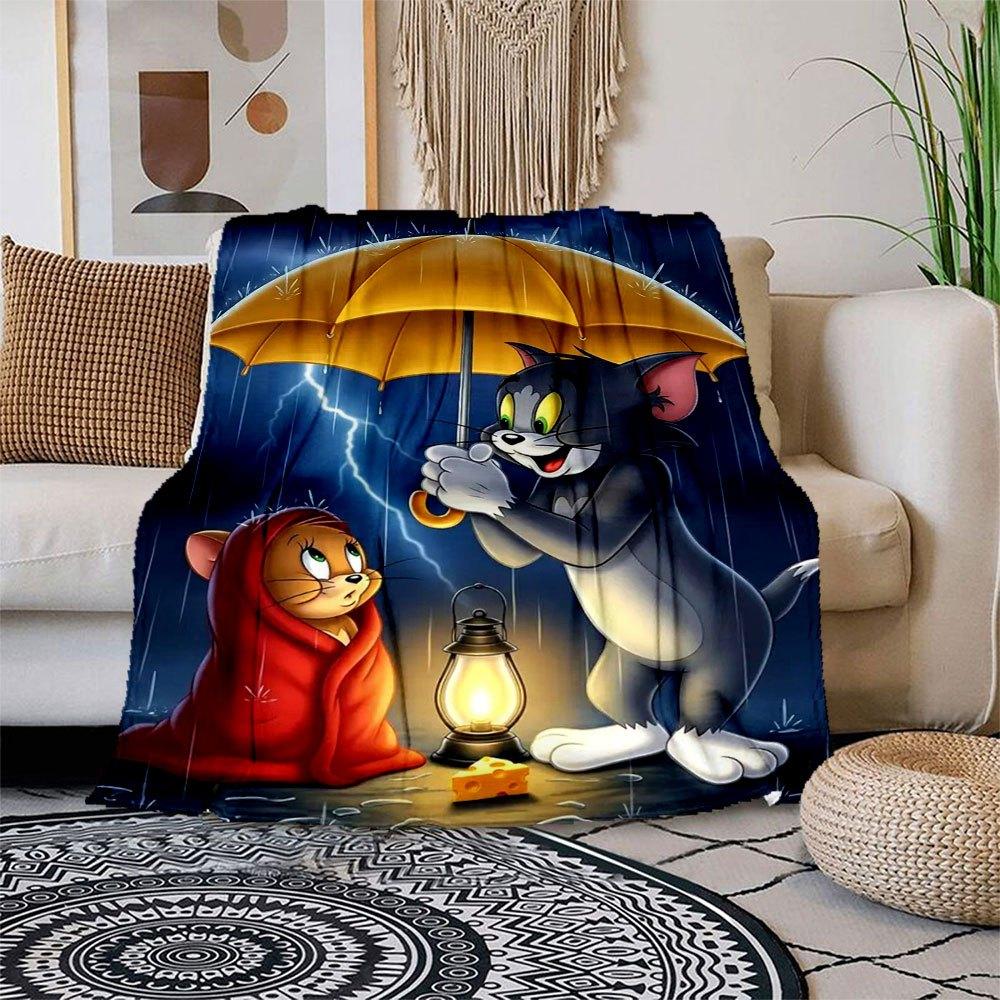 

Tom and Jerry Rainy Night Adventure Poster PrintBlanket Flannel Throw Blanket for Sofa, Bed, Travel, Camping, Office 100x150cm