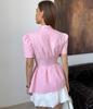 Moda Donna Europea e Americana Estate 2025 Top Suit Corto a Maniche Corte Floreale Fatto a Mano in Vita Stretta