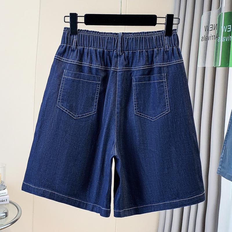 Women's Lightweight Tencel Denim High-Waist Loose Shorts - Summer Ice Silk 5-Point Pants Plus Size