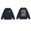Unisex Oversized Crewneck Fleece-Lined Cotton Sweatshirt With Dice Letter Print Winter Casual Wear