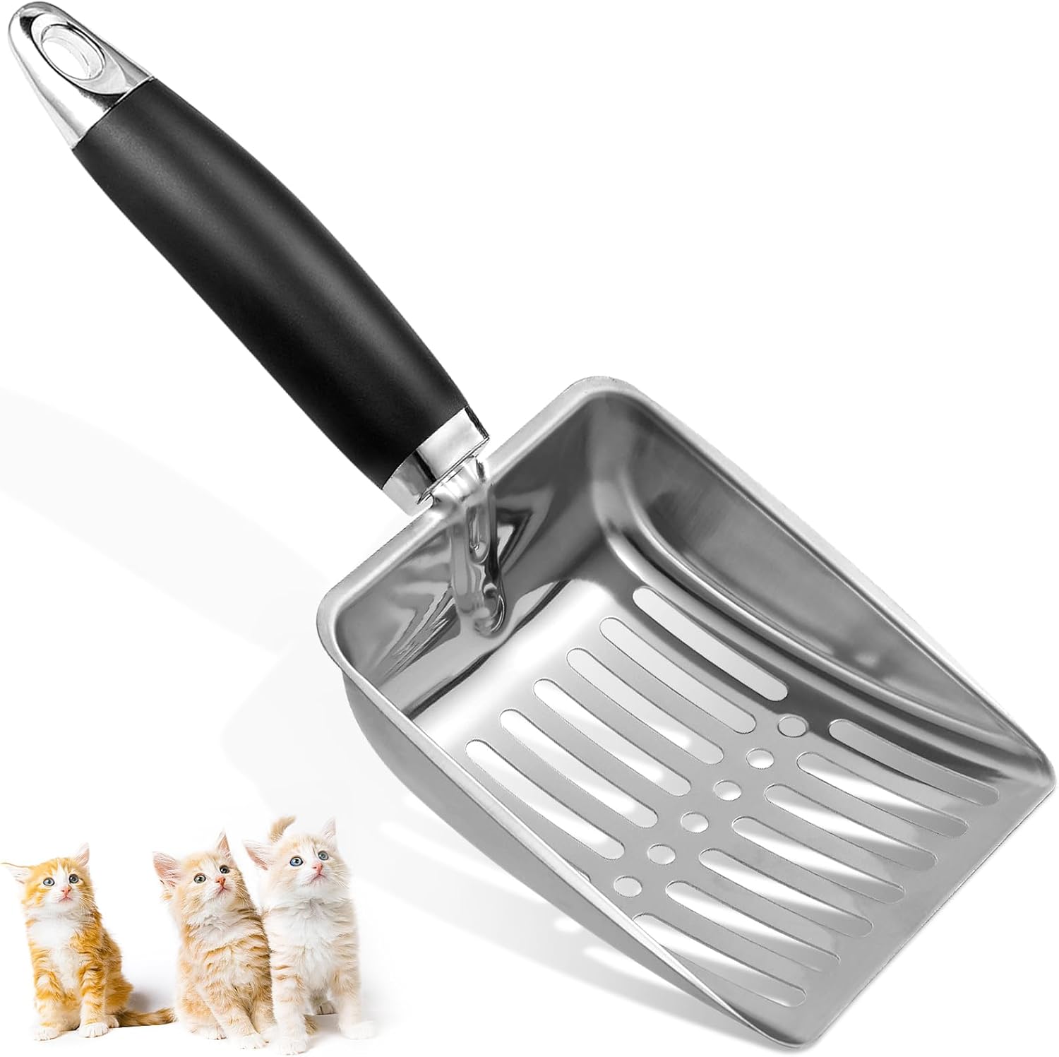 

Cat Litter Scoop - Metal Medium Cat Litter Scoop-Sturdy Mesh Scooper - Mesh Shovel-Easy to Clean - Suitable for Cat Litter Box - Light Black M чорний