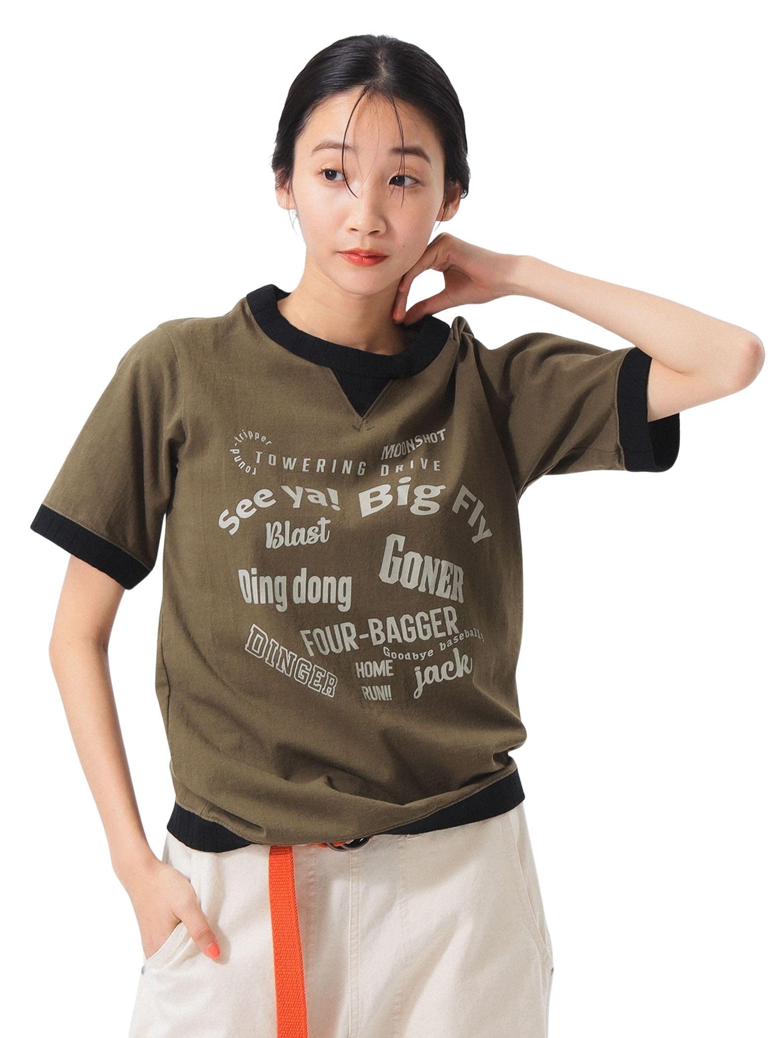 

Футболка Beams Boy Tee Jackman Ringer Rib XS S/S [Специальный заказ], 2025SS, Женская, Оливковый, оливковый