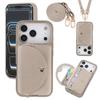 Crossbody Long Lanyard Leather Cards Solt Wallet Case For iPhone 17 Pro Max 16 Plus 15 14 13 Built in Makeup Mirror Bag Cover