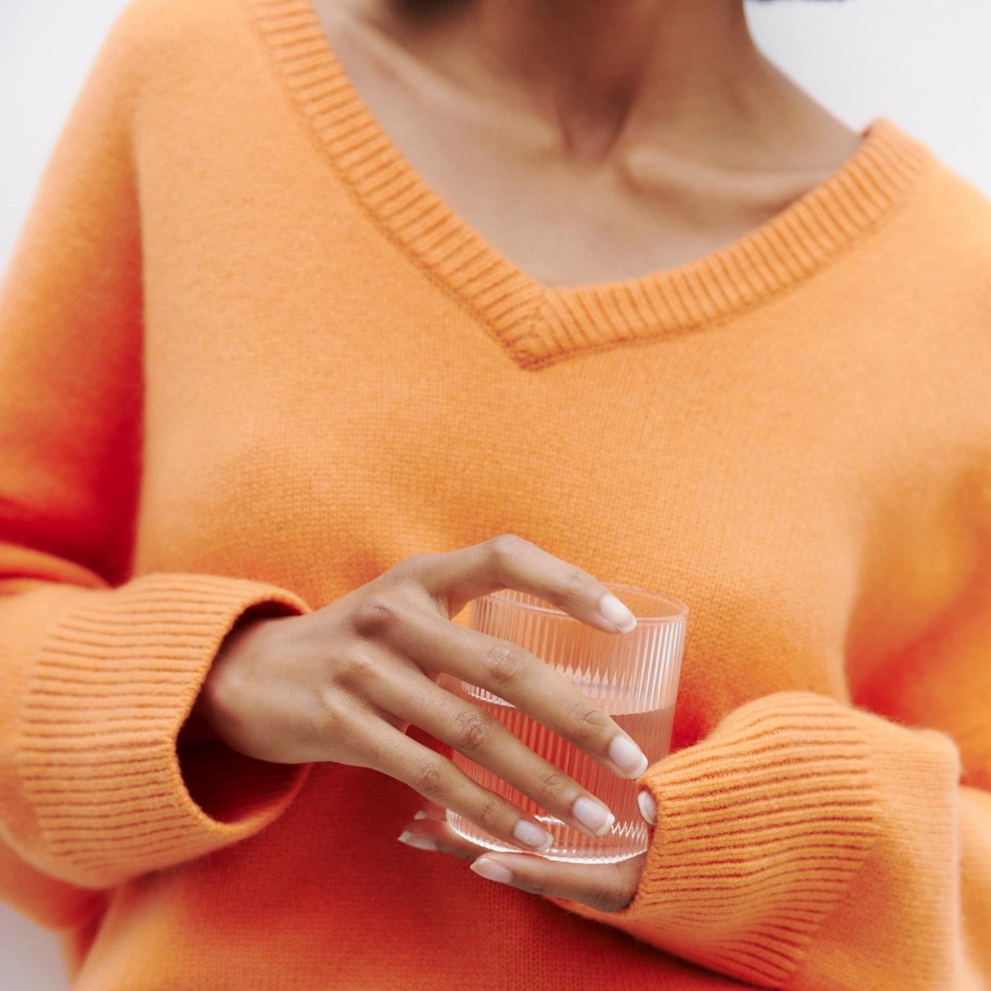 

GMXIA Осенне-зимний свитер с V-образным вырезом и длинными рукавами L оранжевый