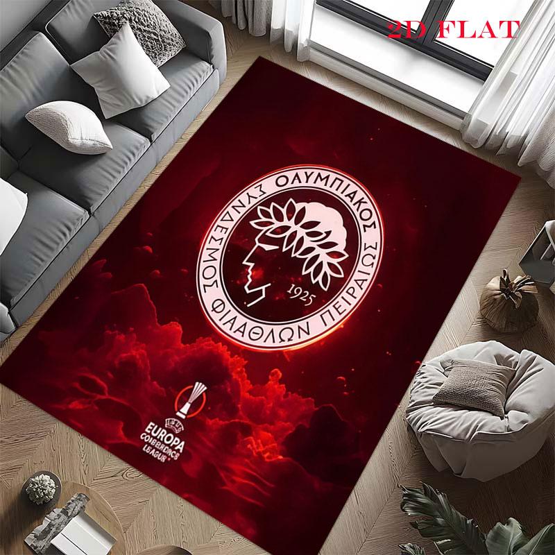Tappeto Tappeto con Logo Olympiacos per Soggiorno Camera da Letto Casa Decorazione Divano, Tappetino Antiscivolo per Giochi Bambini