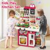 Simulated Kitchen Playset With Lights Sound Spray Steam Kids Pretend Cooking Toy Tableware Sink Set Gift For Boys Girls