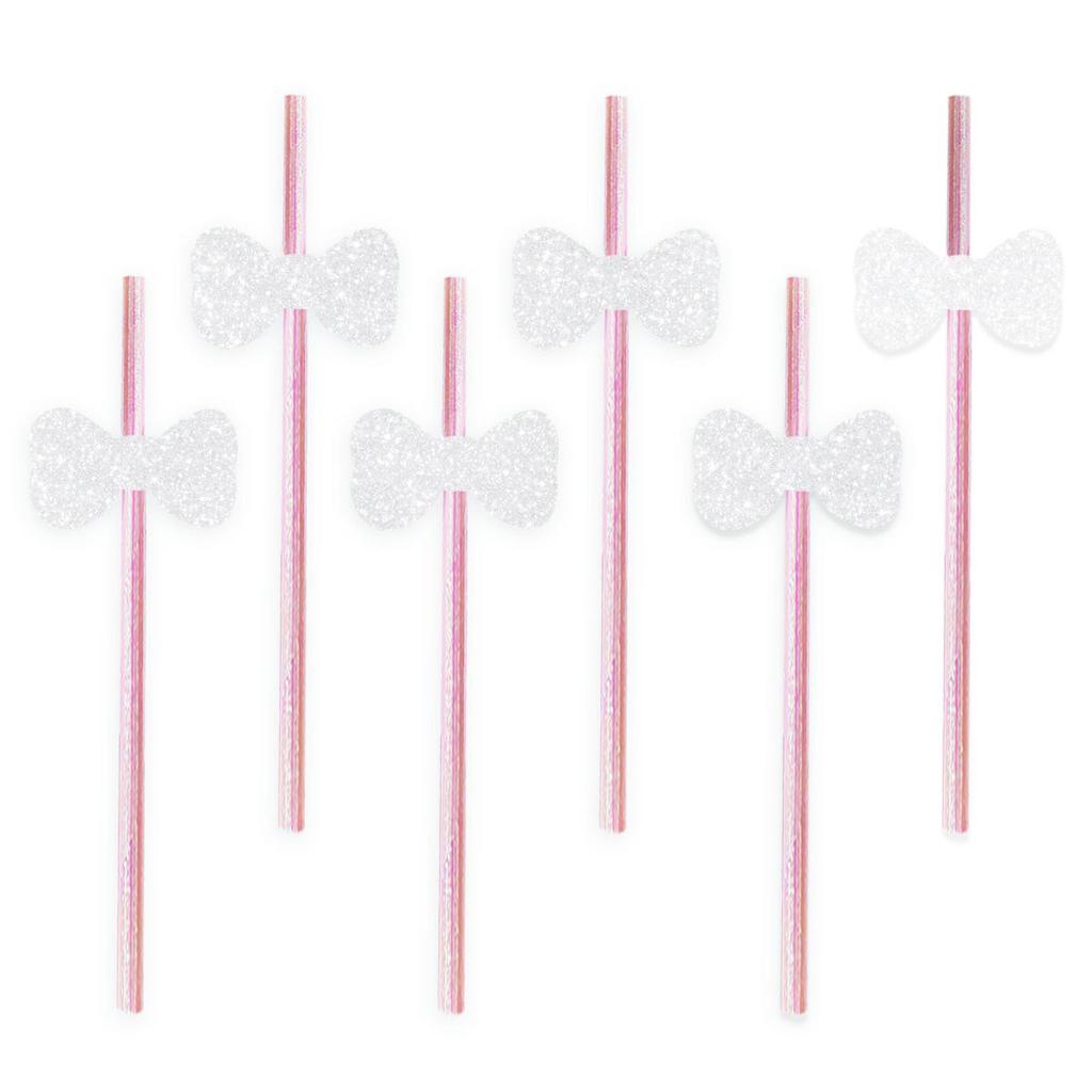 Biodegradable Glitter Bowknot Paper Straws for Cake & Drink Decorations