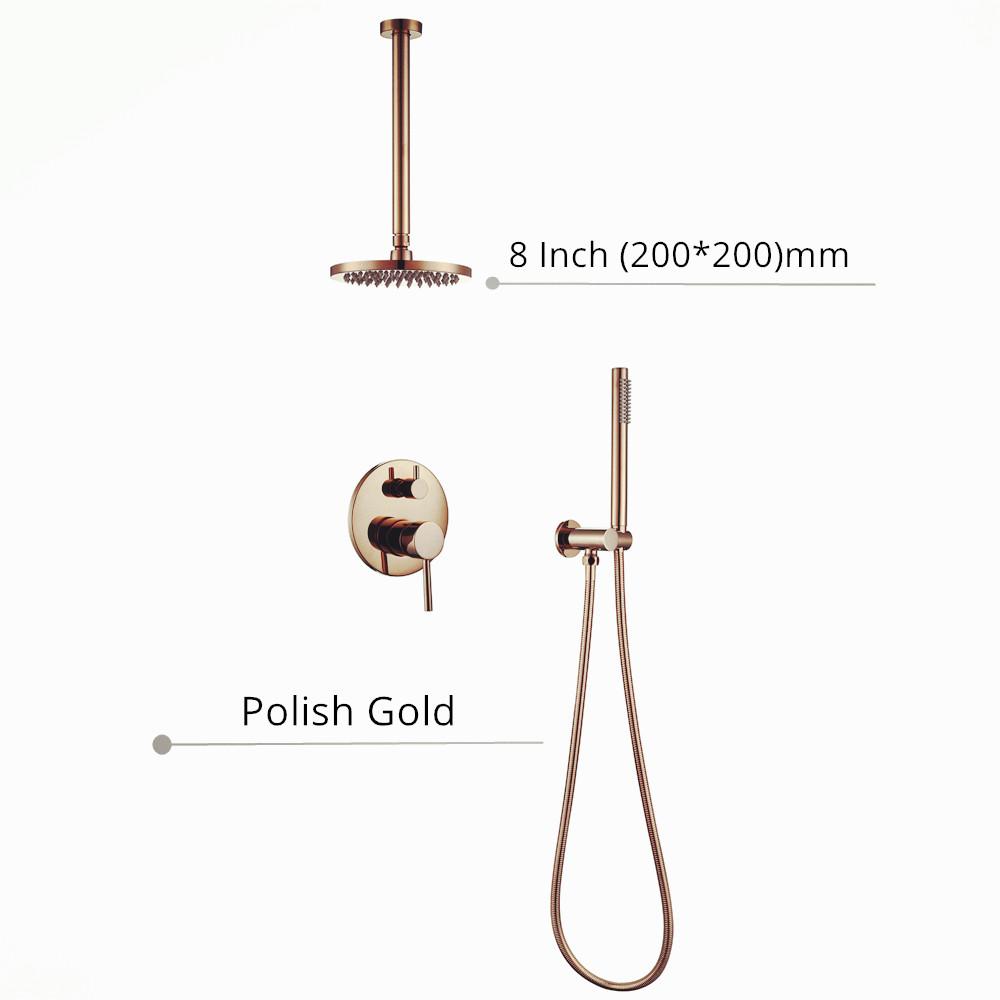 Black Shower System Set Bathroom Faucet Mixer Diverter Tap Brass Ceiling Or Wall Arm Handheld Spray With 8-16" Rian Head