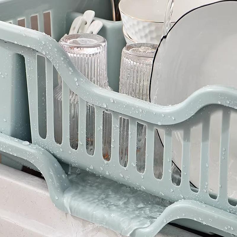 Kitchen Drain Rack Dishwasher Plastic Storage Box Water Filtering Dish Plate Bowl Holder Countertop Utensil Organizer