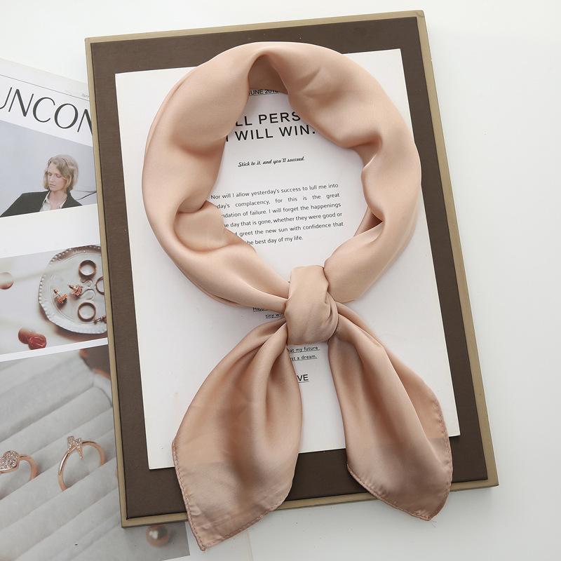 70cm Solid Color Small Square Scarf Women Trendy Versatile Neck Scarf Match Blazer Shirts Decorative Bandana
