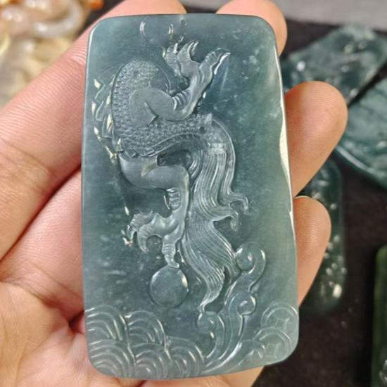 Dragon Brand Jadeite Jade Pendant Carving for Men & Women - A Grade Formal Wear