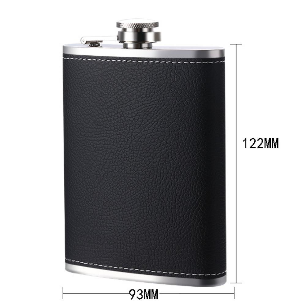 Portable 8 Oz Leather Texture Hip Flask with Funnel and Cups Leakproof Flagon Stainless Steel Thickened Whiskey Flasks Travel