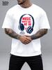 Mens T Shirts Cool Male T-Shirt Music Makes Me High Headset Tshirt For Men Casual Loose Streetwear Tops Cotton Brand Clothing
