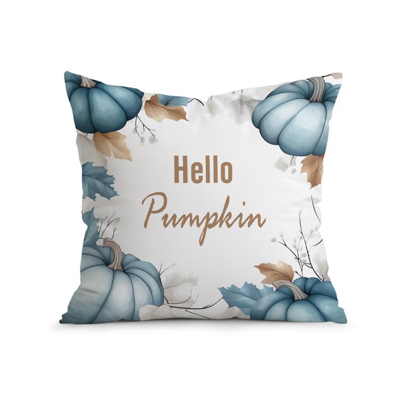 Home Decor Blue Pumpkins And Fall Hello Pattern Pillow Pattern Cushion Cover Suitable For Sofa Bedroom Car Pillow Cover
