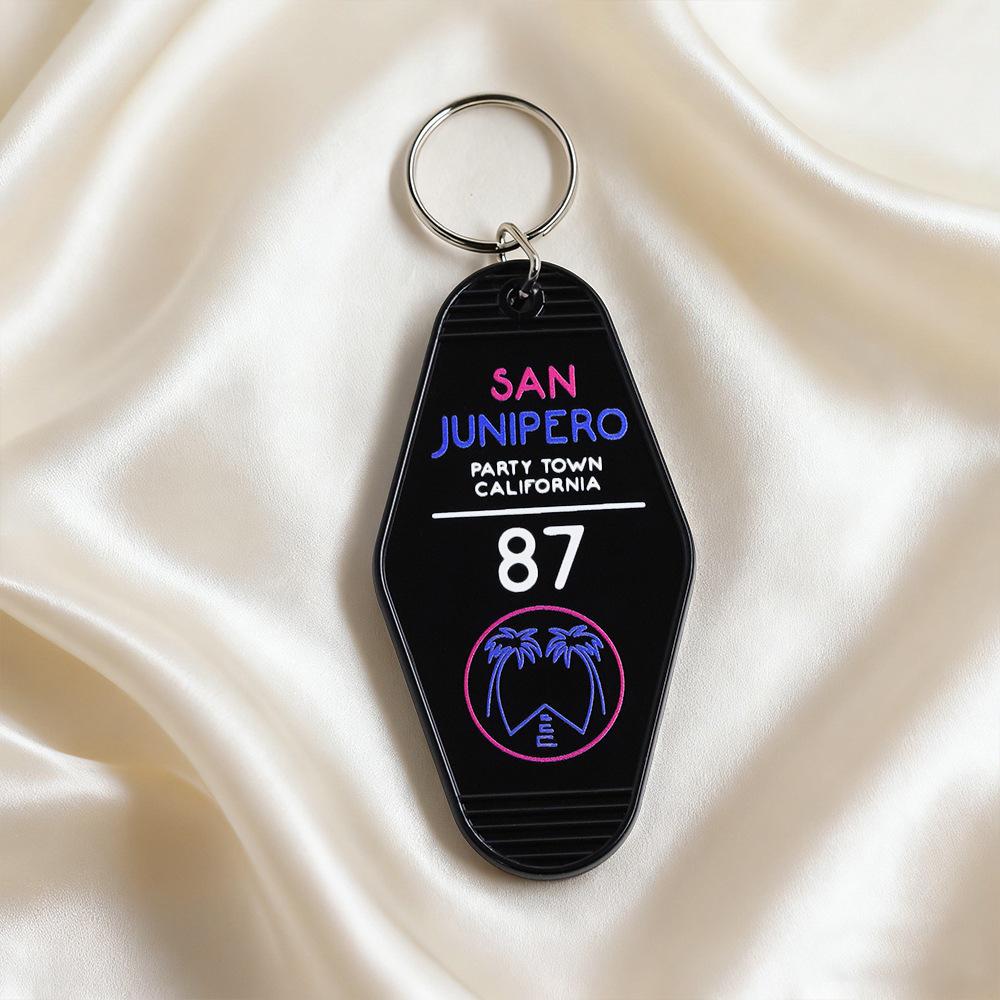 Modern Minimalist Motel Hotel Key Tag Keychain - Fan Gift & Backpack Decoration Pendant