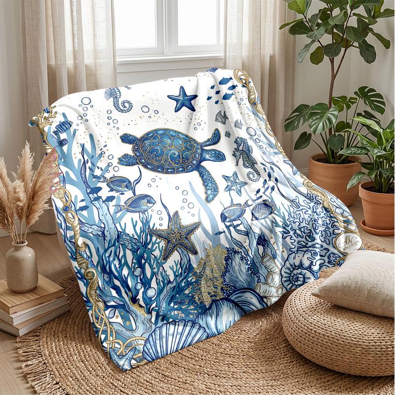 Ocean Life Adventure 38 Theme blanket Lightweight Warm Flannel Blanket Decorative Throw Blanket for Home Decoration