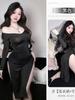 New Sexy Mesh Lace Sheer Long Dress V Neck Sweet Tops Slit Dress Pure Desire Uniform Sleeping Clothes  Dress Elegant 1E4K